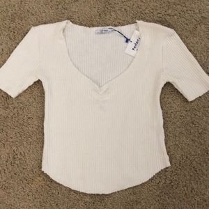 Zara White Ribbed Shirt